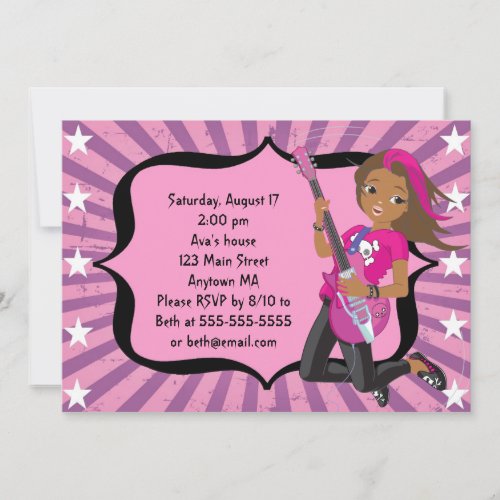 African American Rock Star Birthday Invitation