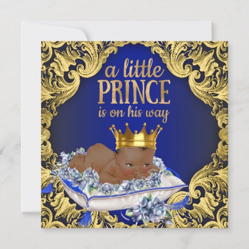 African American Royal Prince Baby Shower Invitation