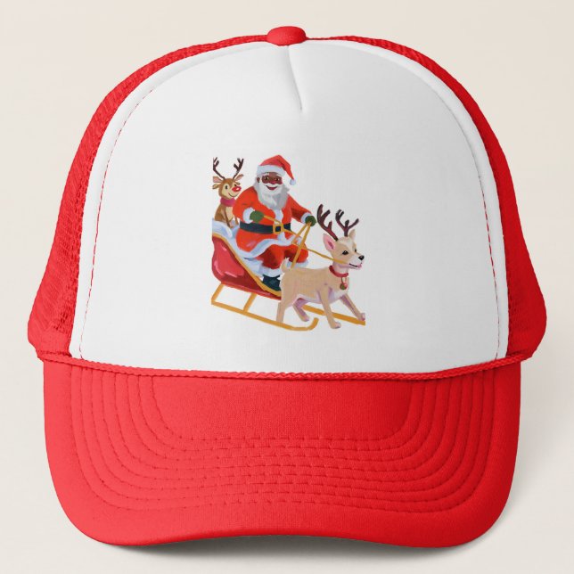 African american santa and friends trucker hat (Front)