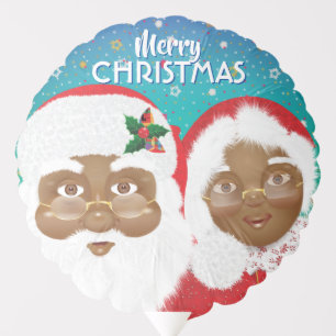 African American Santa and Mrs Claus Christmas Balloon