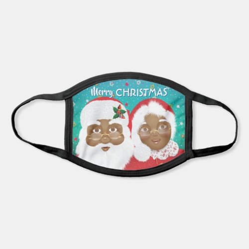 African American Santa and Mrs Claus Christmas Face Mask