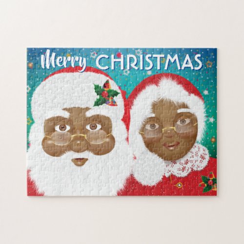 African American Santa and Mrs Claus Christmas Jigsaw Puzzle
