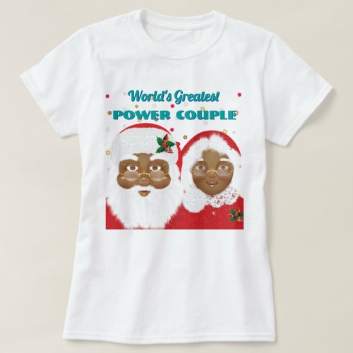 African American Santa and Mrs Claus Christmas T_Shirt