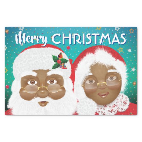 African American Santa and Mrs Claus Christmas Tissue Paper