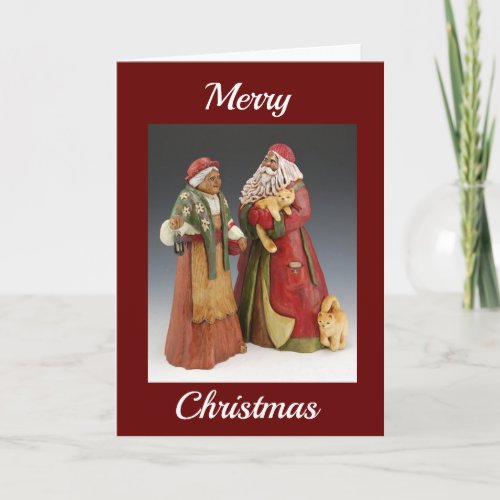 AFRICAN AMERICAN SANTA AND MRS CLAUS WISHES HOLIDAY CARD