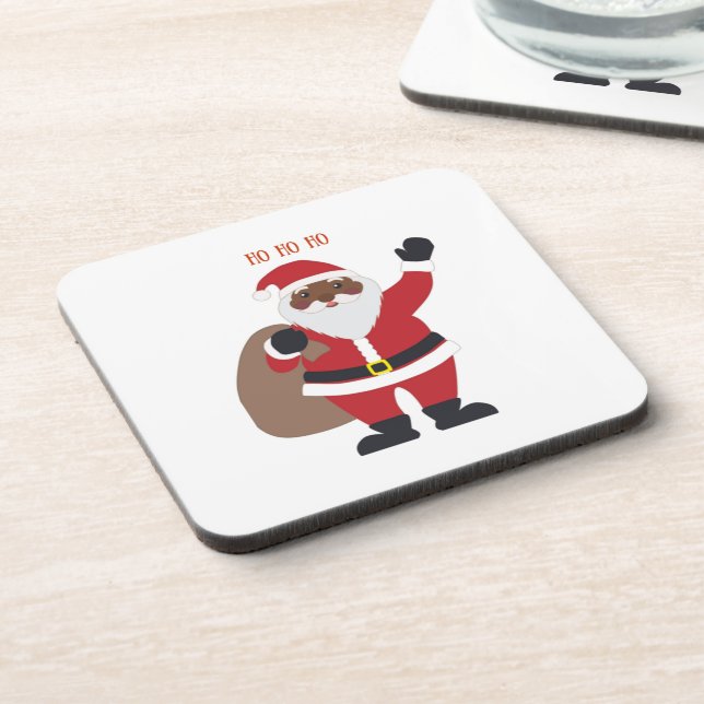 African American Santa  Beverage Coaster (Left Side)