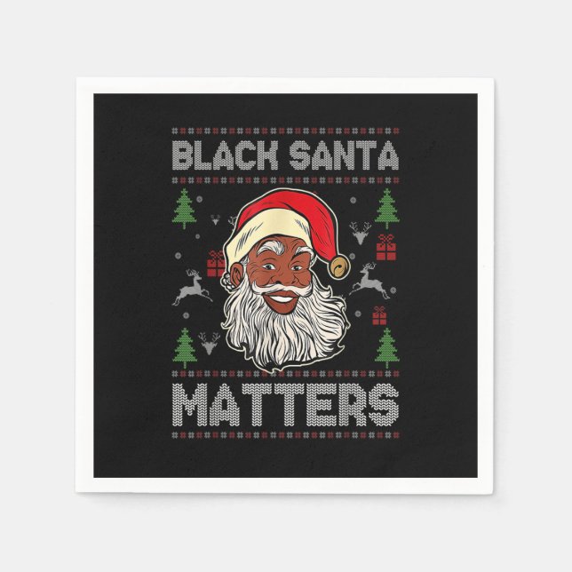 African American Santa Black Matters Christmas Paj Napkins (Front)