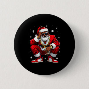 African American Santa Christmas Black Xmas Women  Button
