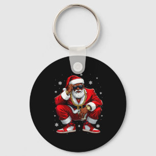 African American Santa Christmas Black Xmas Women Keychain