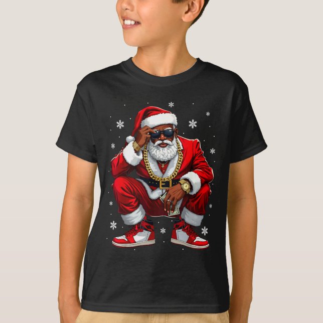 African American Santa Christmas Black Xmas Women  T-Shirt (Front)