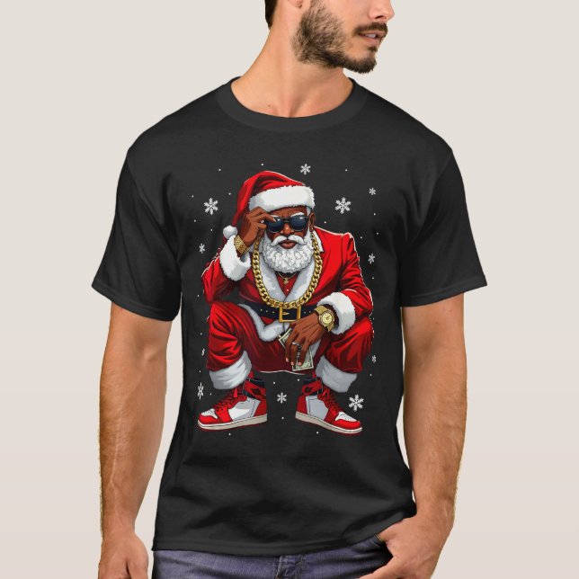 African American Santa Christmas Black Xmas Women  T-Shirt (Front)
