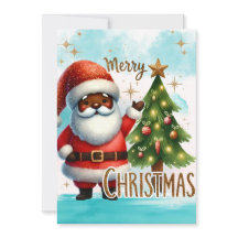 African American Santa Christmas Card