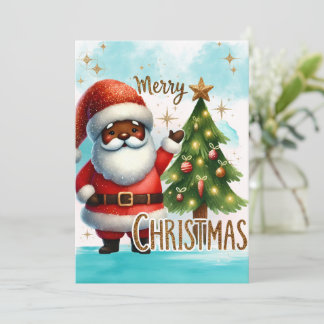 African American Santa Christmas Card