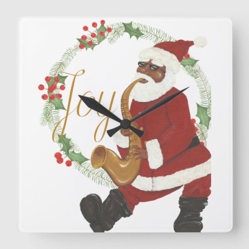 African American Santa Christmas Clock