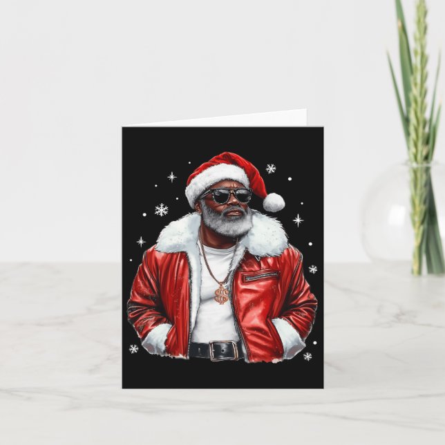 African American Santa Christmas Cool Black Afro K Card (Front)
