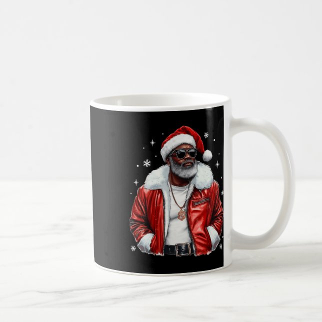 African American Santa Christmas Cool Black Afro K Coffee Mug (Right)
