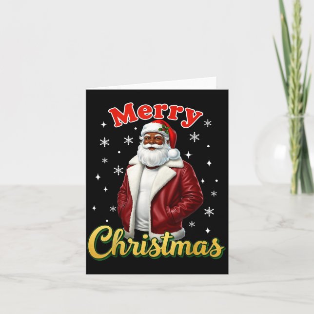 African American Santa Christmas Cool Black X-mas  Card (Front)