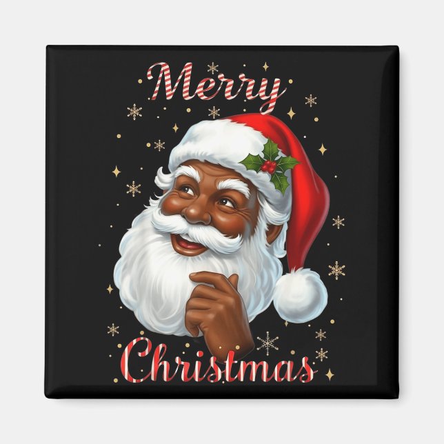 African American Santa Christmas Cool Black X-mas  Magnet (Front)