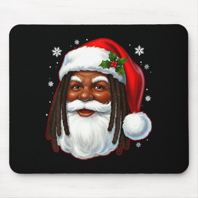 African American Santa Christmas Cool Black X-mas  Mouse Pad (Front)