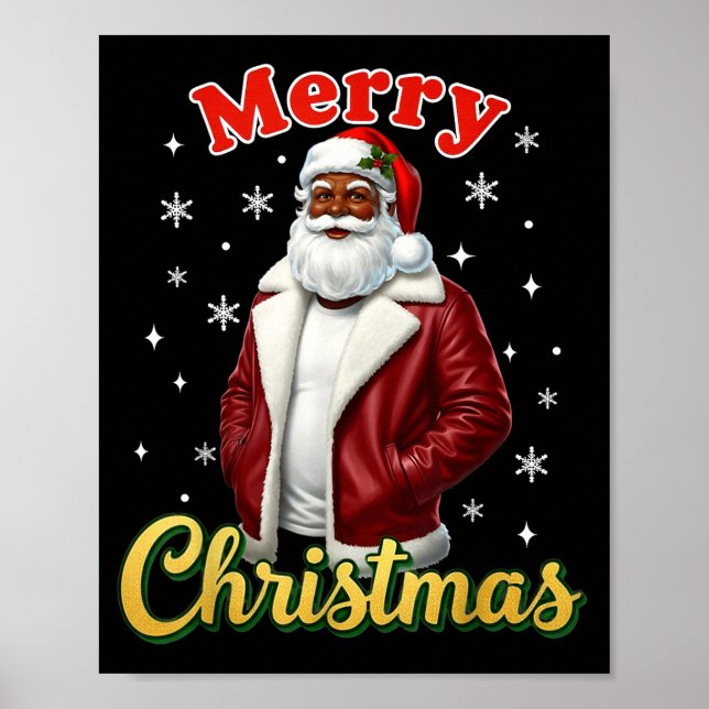 African American Santa Christmas Cool Black X-mas  Poster (Front)