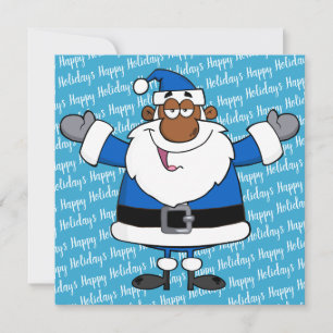 African American Santa Christmas Hanukkah Kwanzaa Holiday Card
