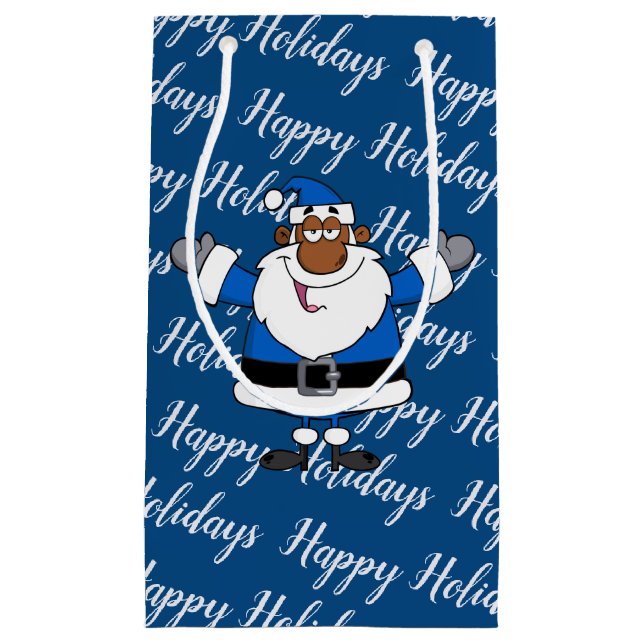 African American Santa Christmas Hanukkah Kwanzaa Small Gift Bag (Front)