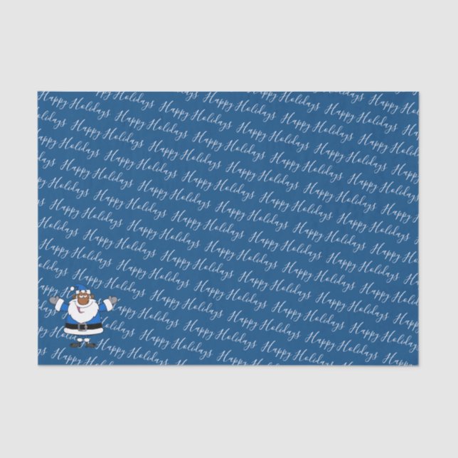 African American Santa Christmas Hanukkah Kwanzaa Tissue Paper (Front)