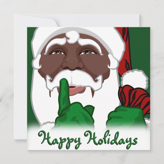 African American Santa Christmas Invitations (Front)