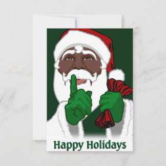African American Santa Christmas Invitations
