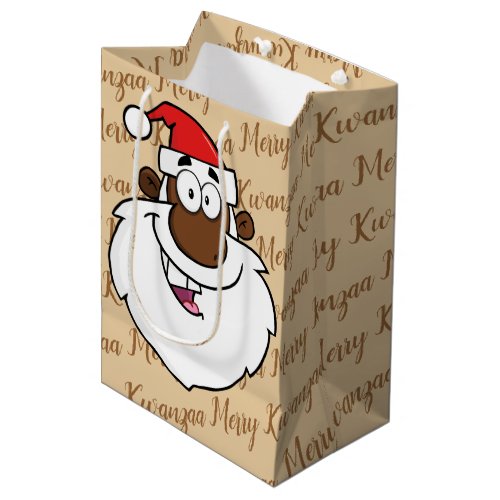 African American Santa Christmas Kwanzaa Greetings Medium Gift Bag