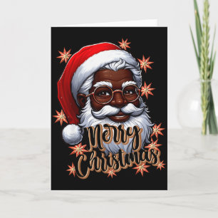 African American Santa Christmas Pajama Black X-ma Card