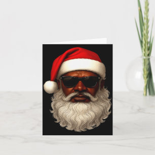 African American Santa Christmas Pajama Cool Black Card