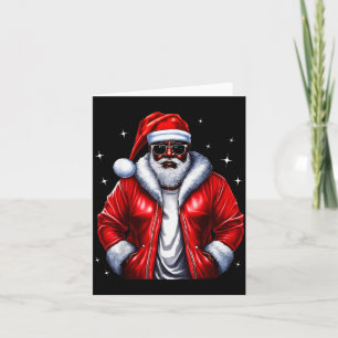 African American Santa Christmas Pajama Cool Black Card