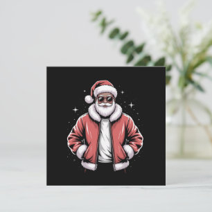 African American Santa Christmas Pajama Cool Black Holiday Card