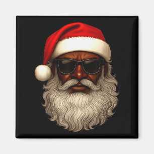 African American Santa Christmas Pajama Cool Black Magnet