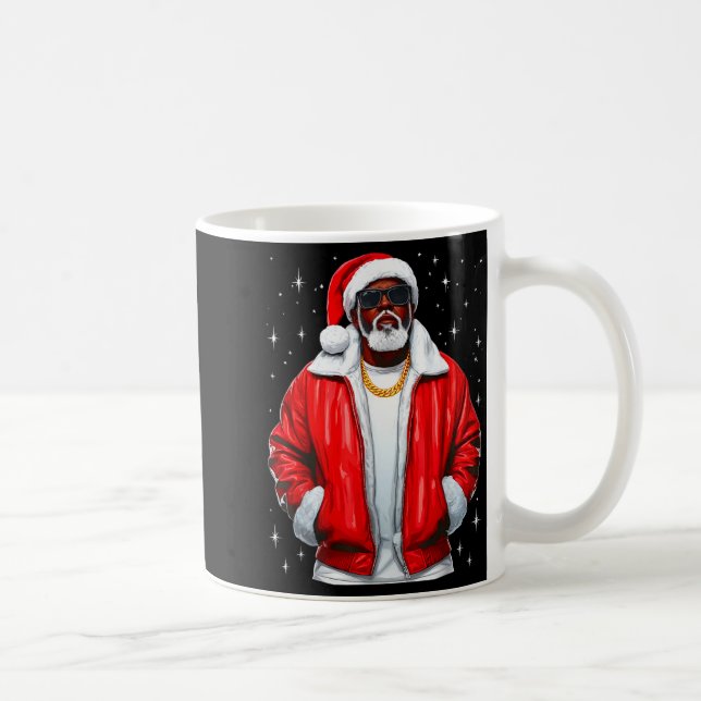 African American Santa Christmas Pajamas Cool Blac Coffee Mug (Right)
