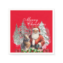 African American Santa Christmas Paper Napkins