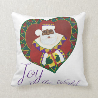African American Santa Christmas Pillow
