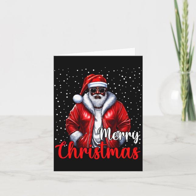 African American Santa Christmas Shirt Pajama Cool Card (Front)