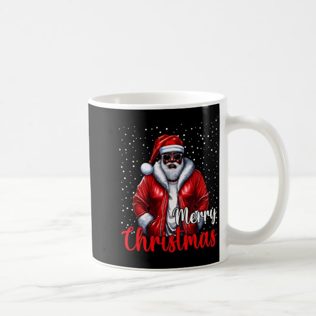 African American Santa Christmas Shirt Pajama Cool Coffee Mug (Right)