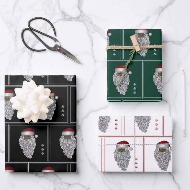 African American Santa Christmas Wrapping Paper Sheets (Front)