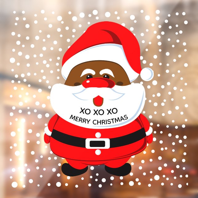 African-American Santa Claus and snow Christmas Window Cling (Sheet 2)