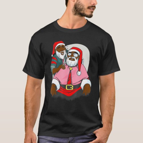 African American Santa Claus Barber Black Christma T_Shirt