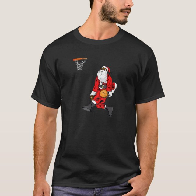 African American Santa claus Basketball Ugly Chris T-Shirt (Front)