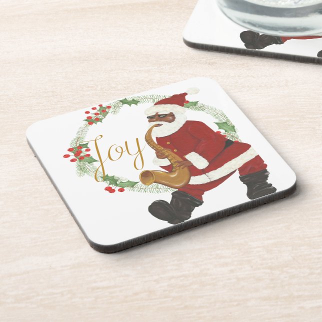 African American Santa Claus Beverage Coaster (Left Side)