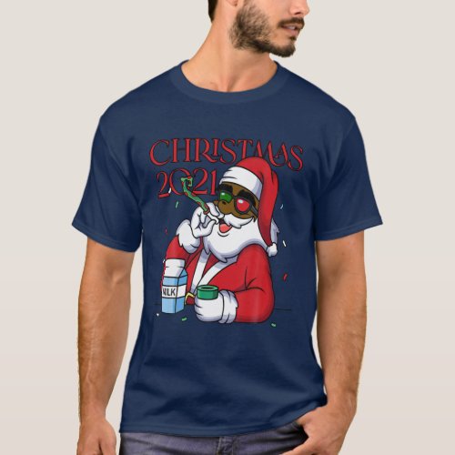 African American Santa Claus Black Christmas 2021 T_Shirt