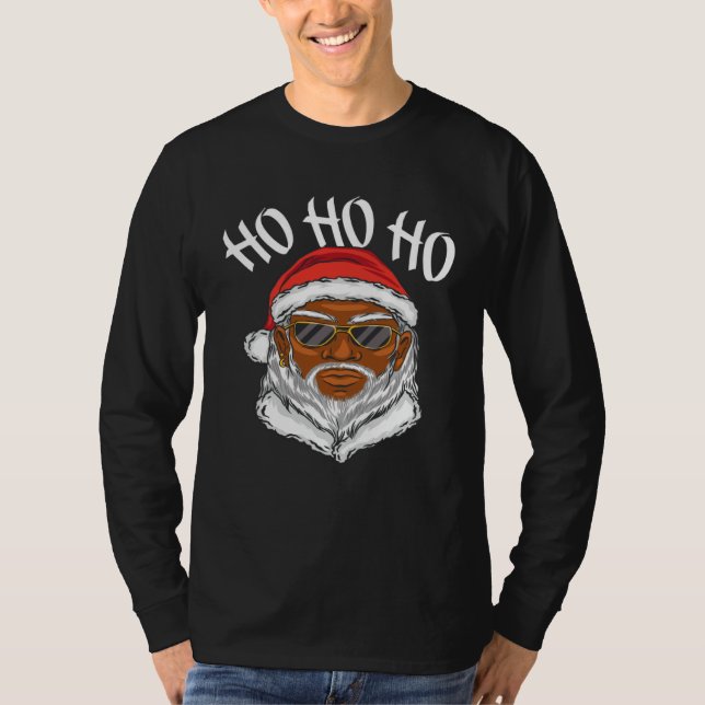 African American Santa Claus Black Father Christma T-Shirt (Front)