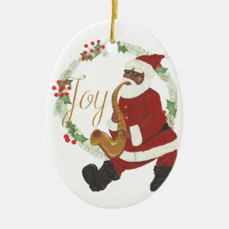 African American Santa Claus Ceramic Ornament