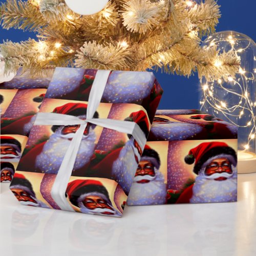 African American Santa Claus Christmas Black Man Wrapping Paper