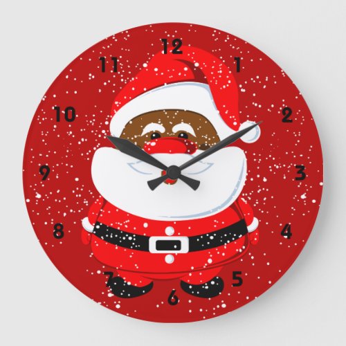 African_American Santa Claus Christmas custom Large Clock